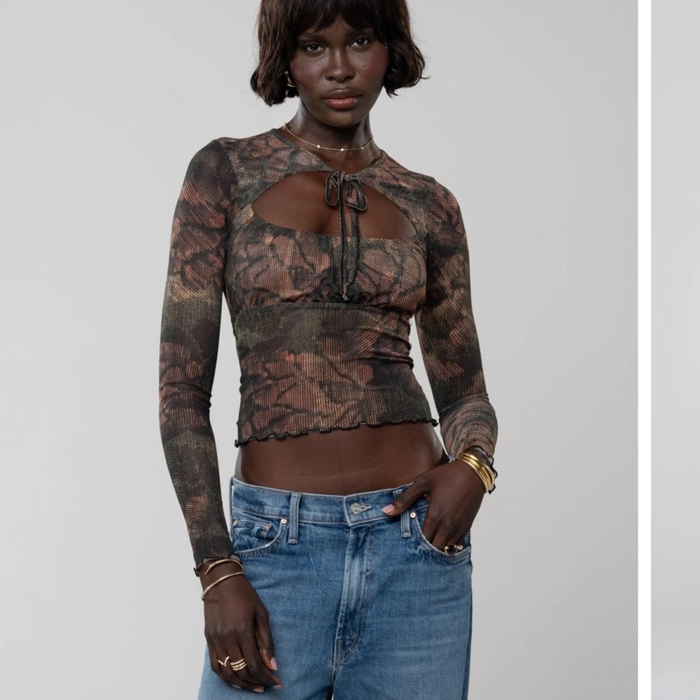 Shop RESA Long Sleeve Floral Mesh Top